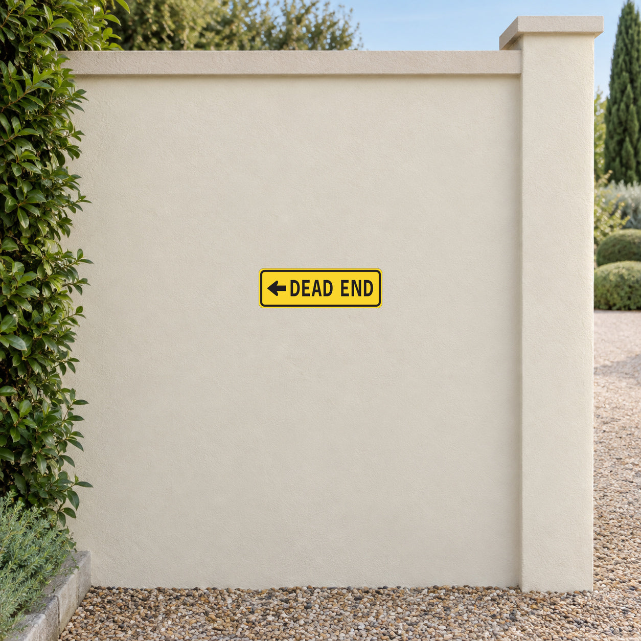Road sign sticker: yellow 'Dead End' arrow sign