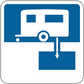 Blue road sign sticker with white truck icon and downward arrow graphic