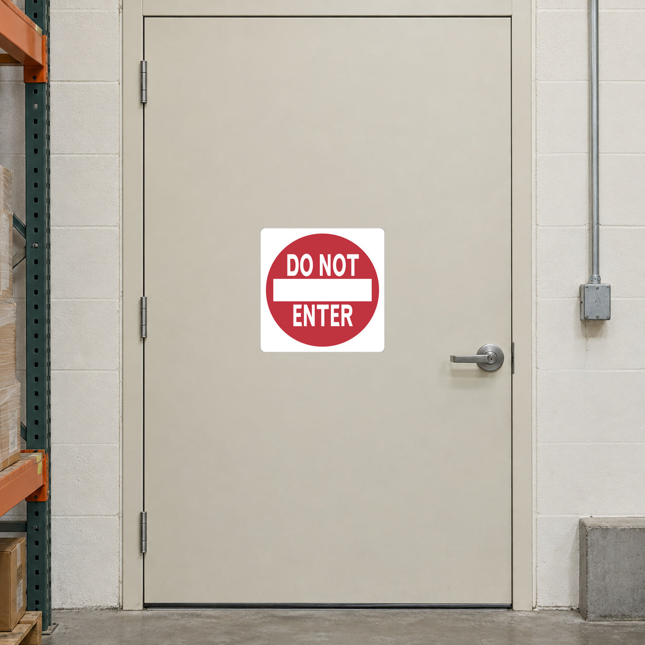 Do Not Enter warning sticker with red circle and white text