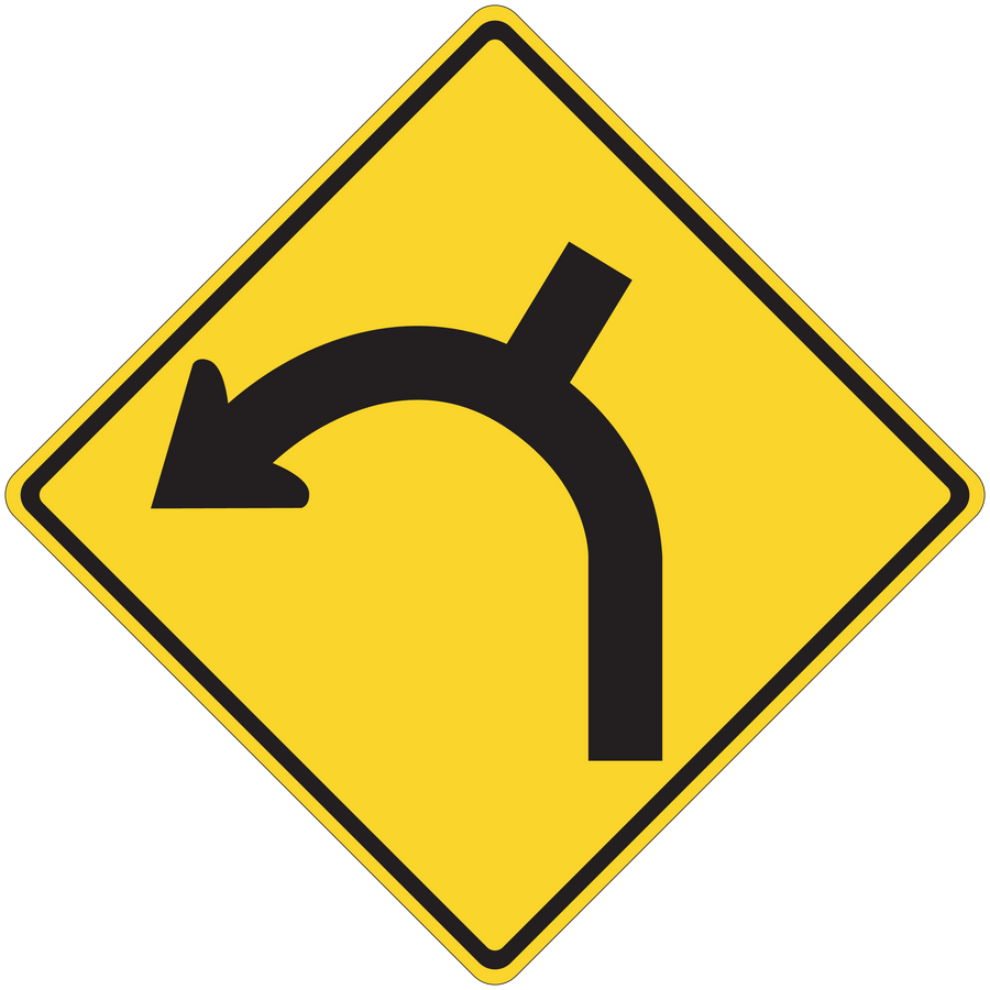 Yellow diamond road sign sticker with black right-turn arrow