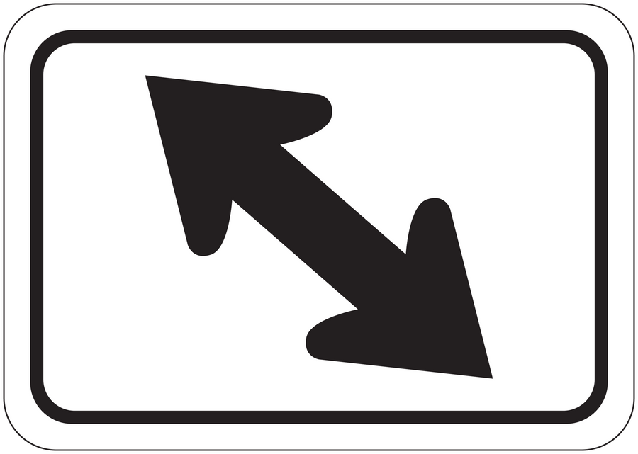 Road sign sticker with black right-turn arrow on white rectangle