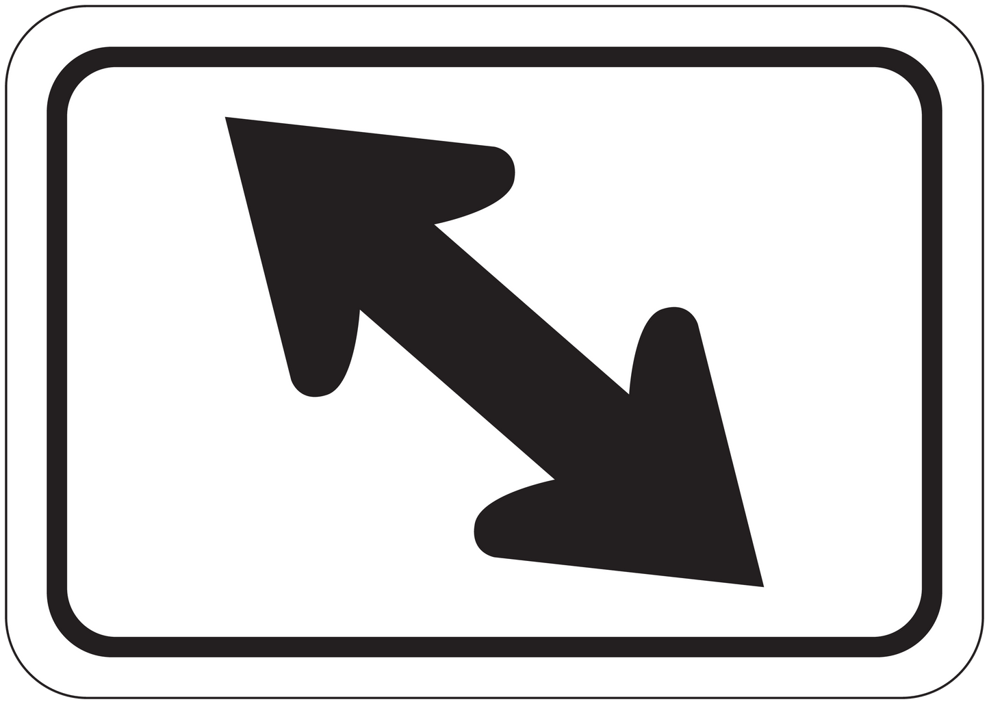 Road sign sticker with black right-turn arrow on white rectangle
