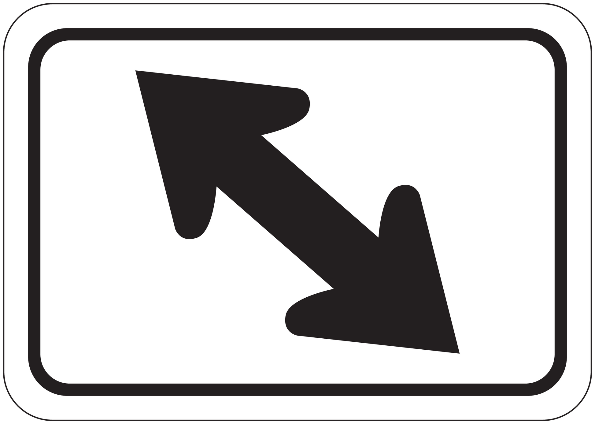 Road sign sticker with black right-turn arrow on white rectangle