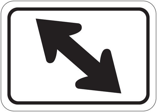 Road sign sticker with black right-turn arrow on white rectangle
