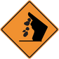 Orange diamond road sign sticker with black roadworks hazard symbol.