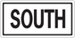 Road sign sticker with bold 'SOUTH' text on a white background