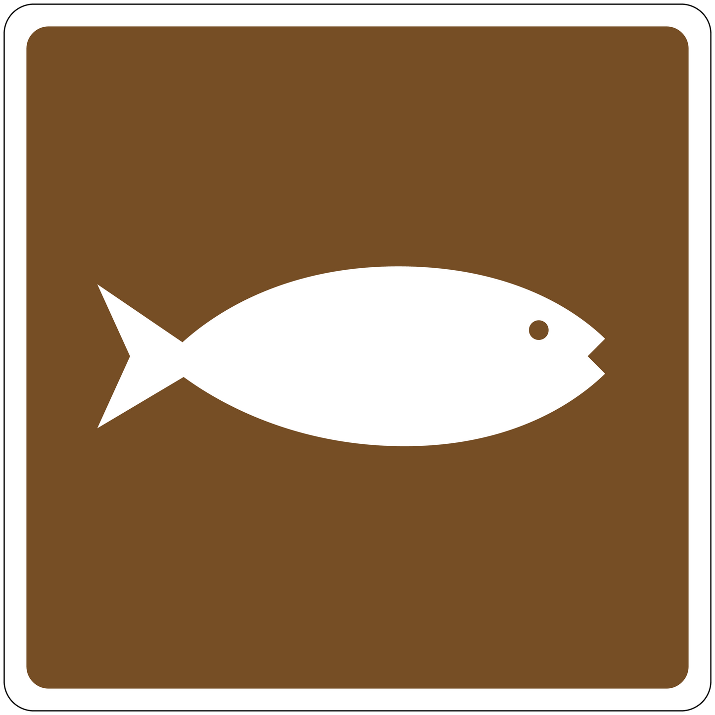 Road sign sticker with white fish symbol