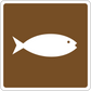 Road sign sticker with white fish symbol