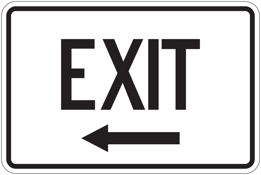 Exit road sign sticker with bold EXIT text and left arrow
