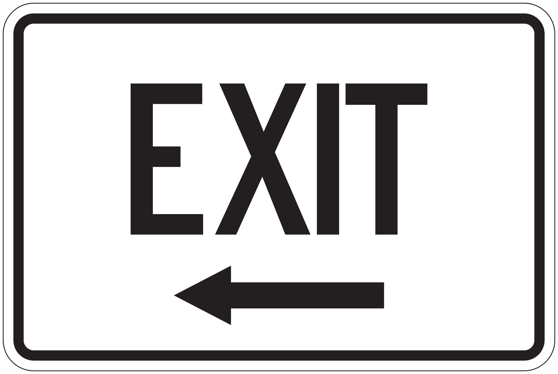 Exit road sign sticker with bold EXIT text and left arrow
