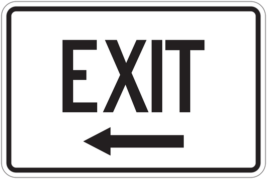 Exit road sign sticker with bold EXIT text and left arrow