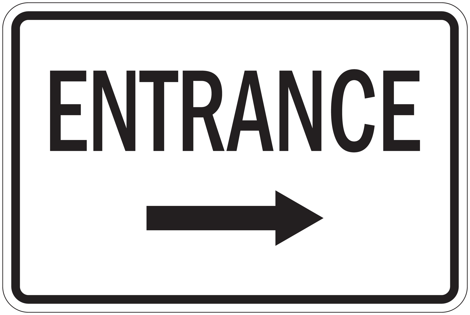 Rectangular road sign sticker with 'ENTRANCE' text and right arrow