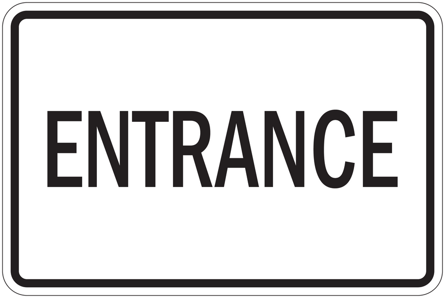 Road sign sticker with bold text 'ENTRANCE' and white border