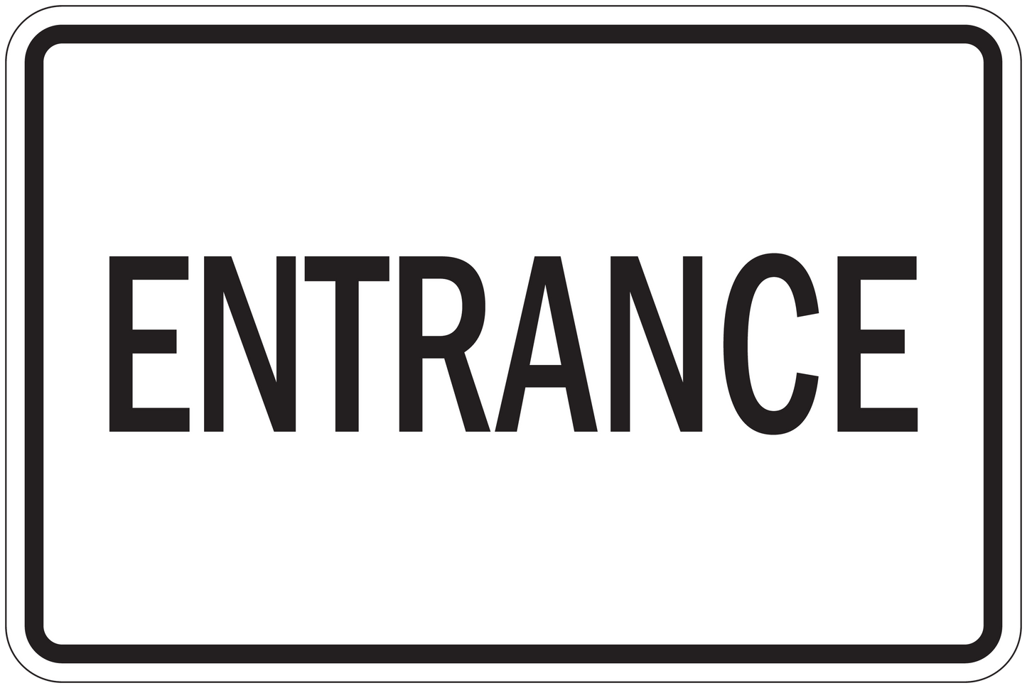 Road sign sticker with bold text 'ENTRANCE' and white border