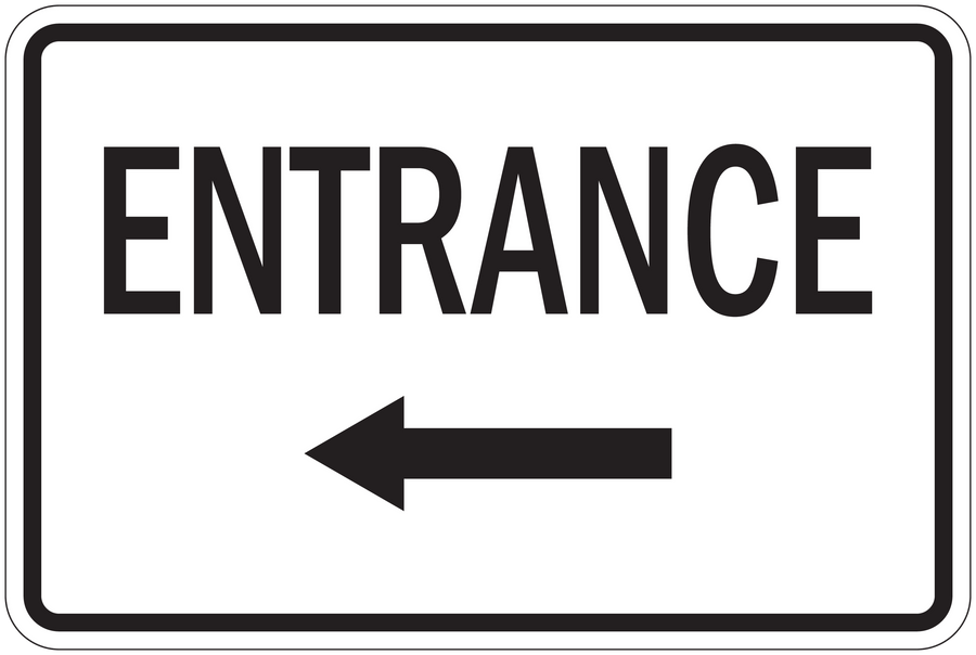 Entrance road sign sticker with left arrow