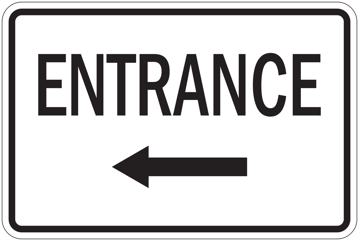 Entrance road sign sticker with left arrow