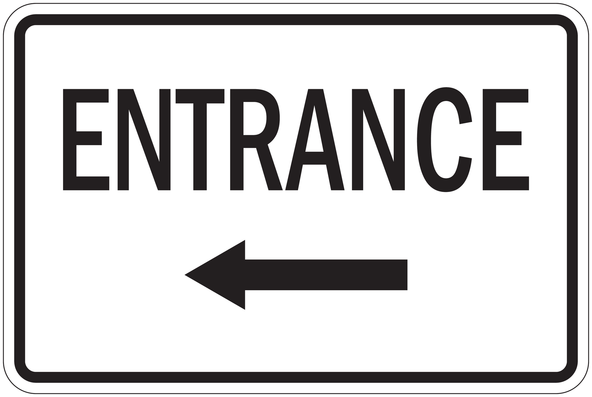 Entrance road sign sticker with left arrow