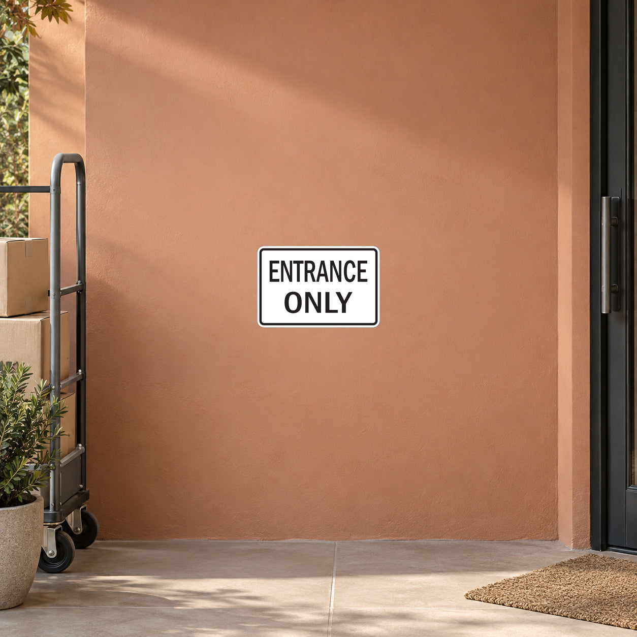 Entrance Only road sign sticker, white with black border