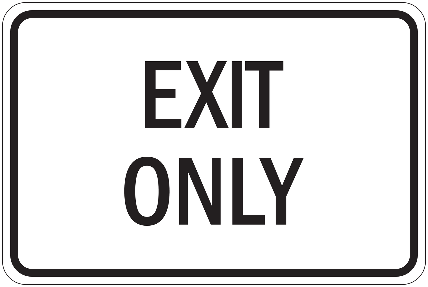 Road sign sticker with “EXIT ONLY” text in black on white