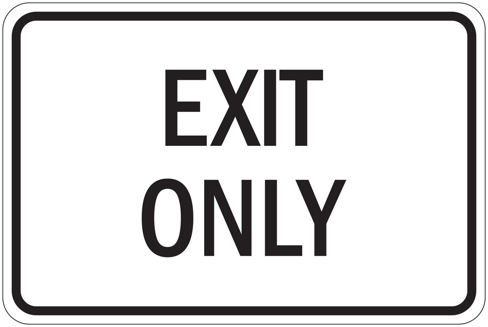 Road sign sticker with “EXIT ONLY” text in black on white
