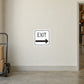White EXIT sign sticker with right arrow and black lettering