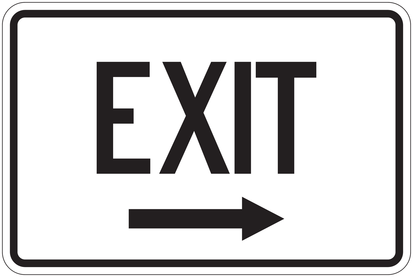 EXIT road sign sticker with right arrow, black text on white background