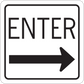 Square road sign sticker with ENTER text and right-pointing arrow