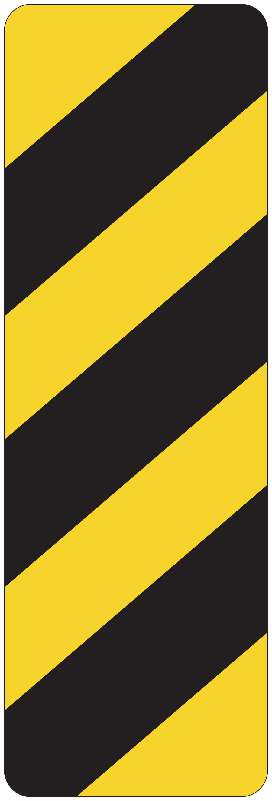 Road sign sticker with diagonal black and yellow stripes