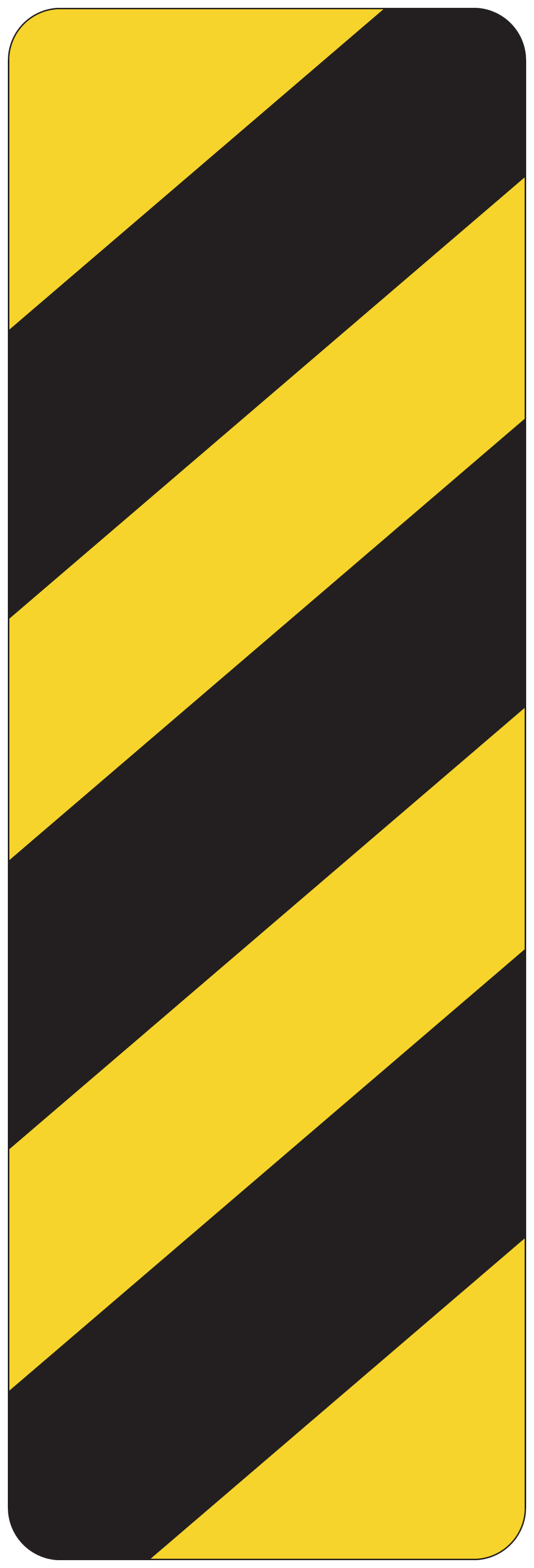 Road sign sticker with diagonal black and yellow stripes