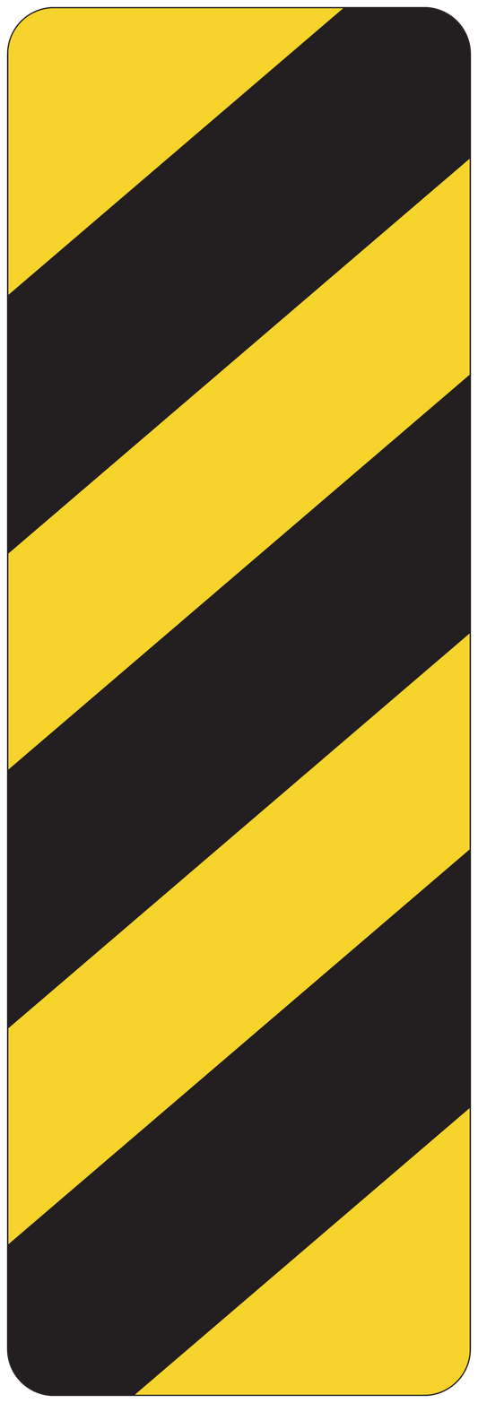 Road sign sticker with diagonal black and yellow stripes