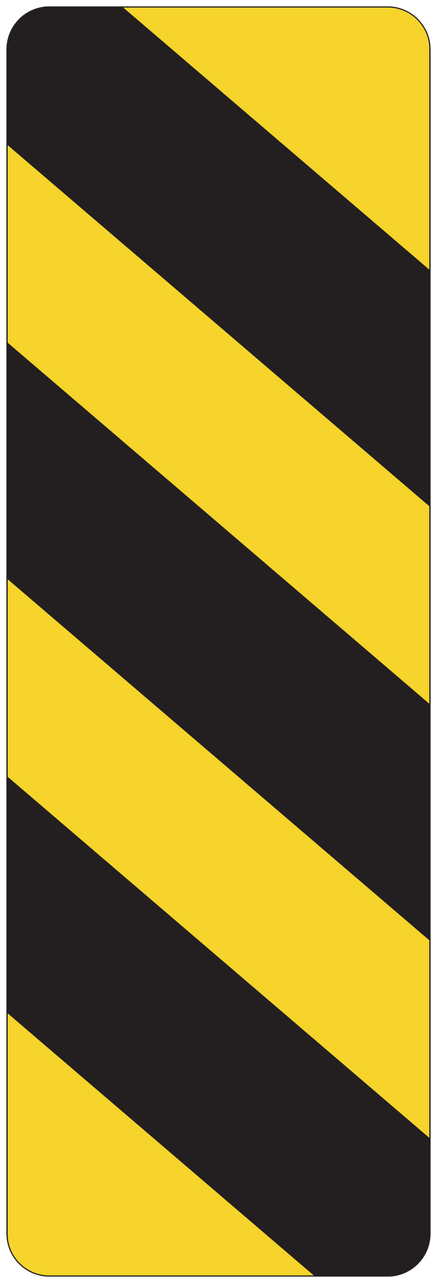 Road sign sticker with bold diagonal black and yellow stripes