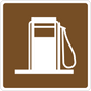 Gas pump road sign sticker with white pump and hose icon