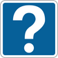 Road sign sticker with blue square background and white question mark icon