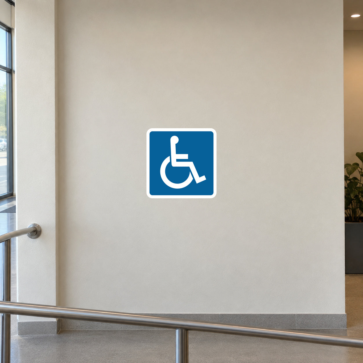 Blue accessibility wheelchair road sign sticker