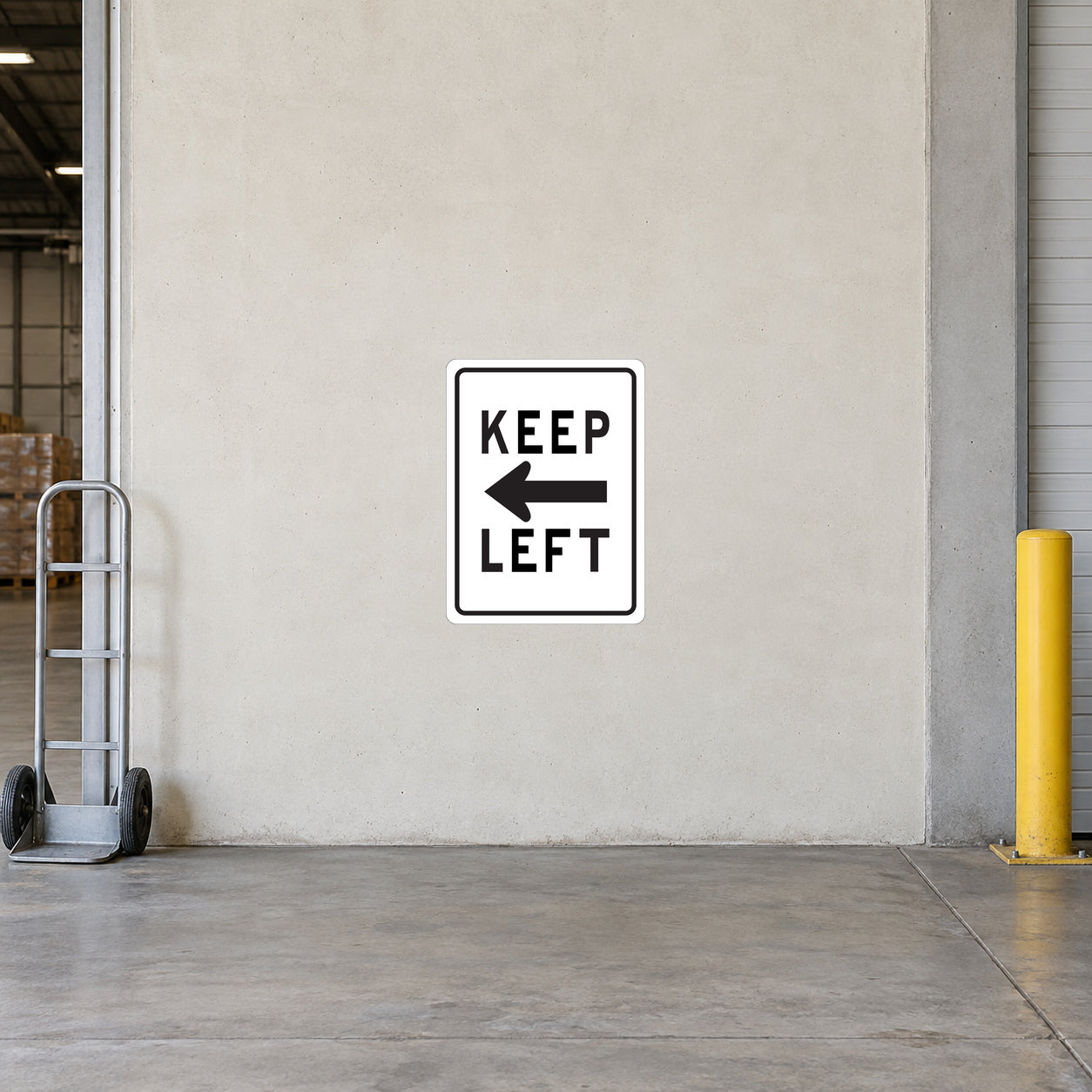Keep Left road sign sticker with left-pointing arrow in a square frame