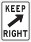Road sign sticker with "KEEP RIGHT" text and right arrow