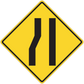 Yellow road sign sticker with black divider stripes, diamond shape