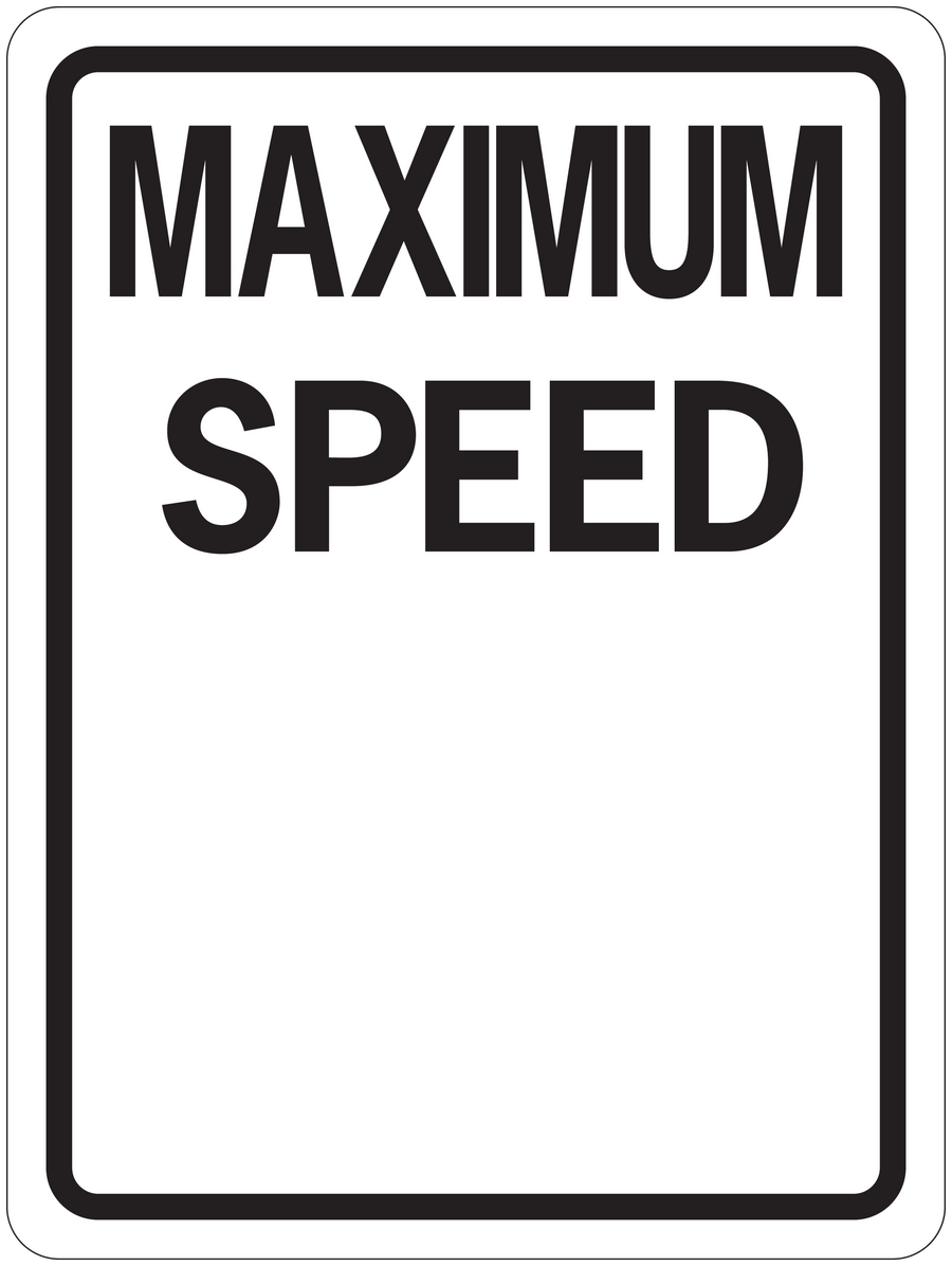 Road sign sticker: MAXIMUM SPEED with black border