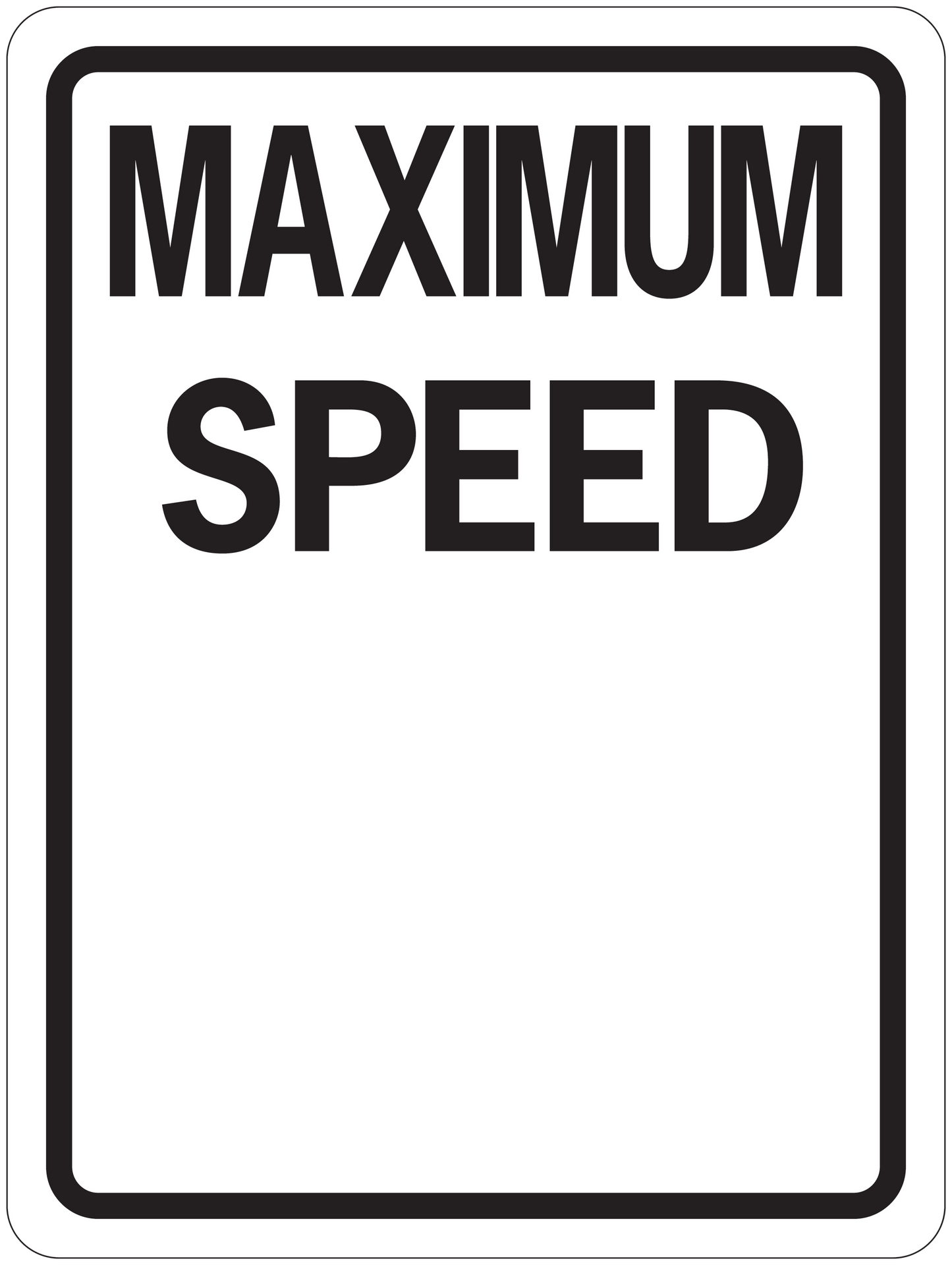 Road sign sticker: MAXIMUM SPEED with black border