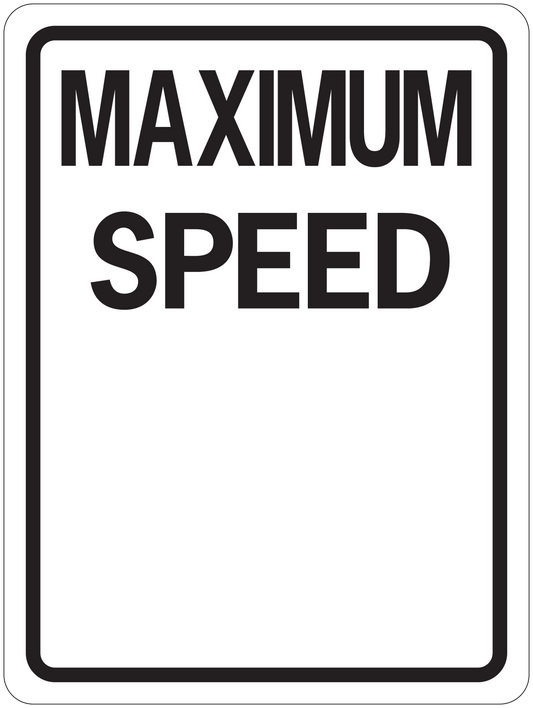 Road sign sticker: MAXIMUM SPEED with black border