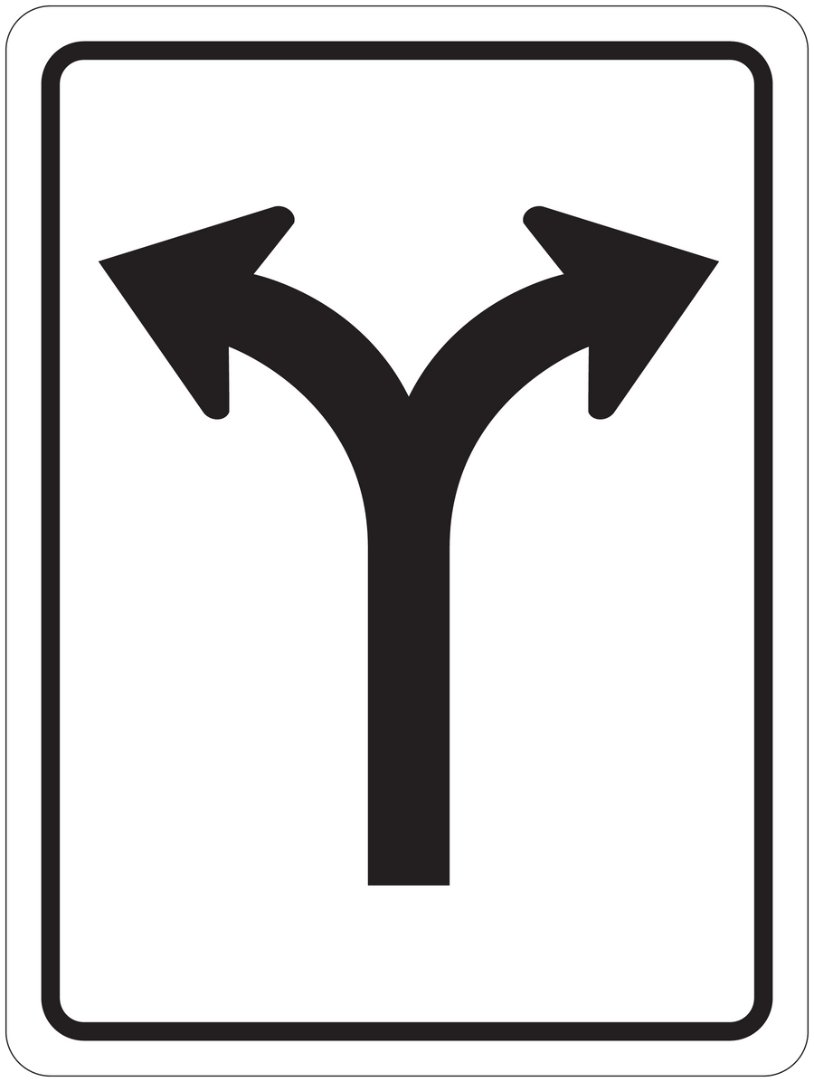 Road sign sticker with curved double arrow turn-right symbol