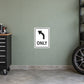 Square road sign sticker with curved arrow and the word ONLY