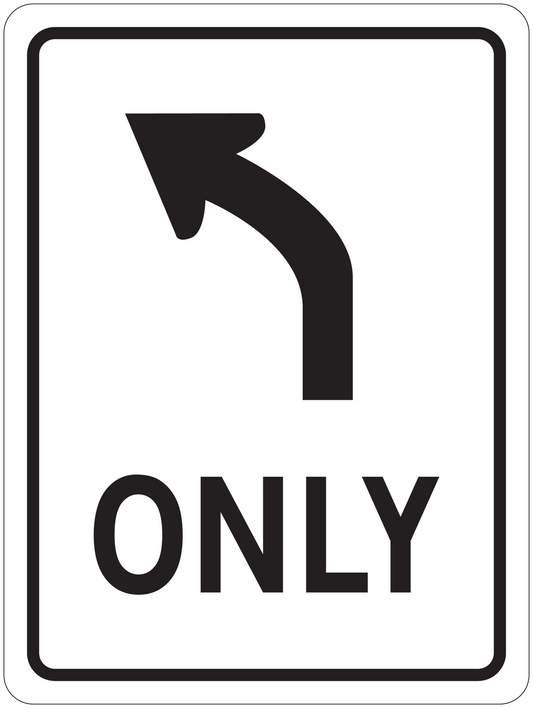 Road sign sticker with right-turn arrow and the word "ONLY"