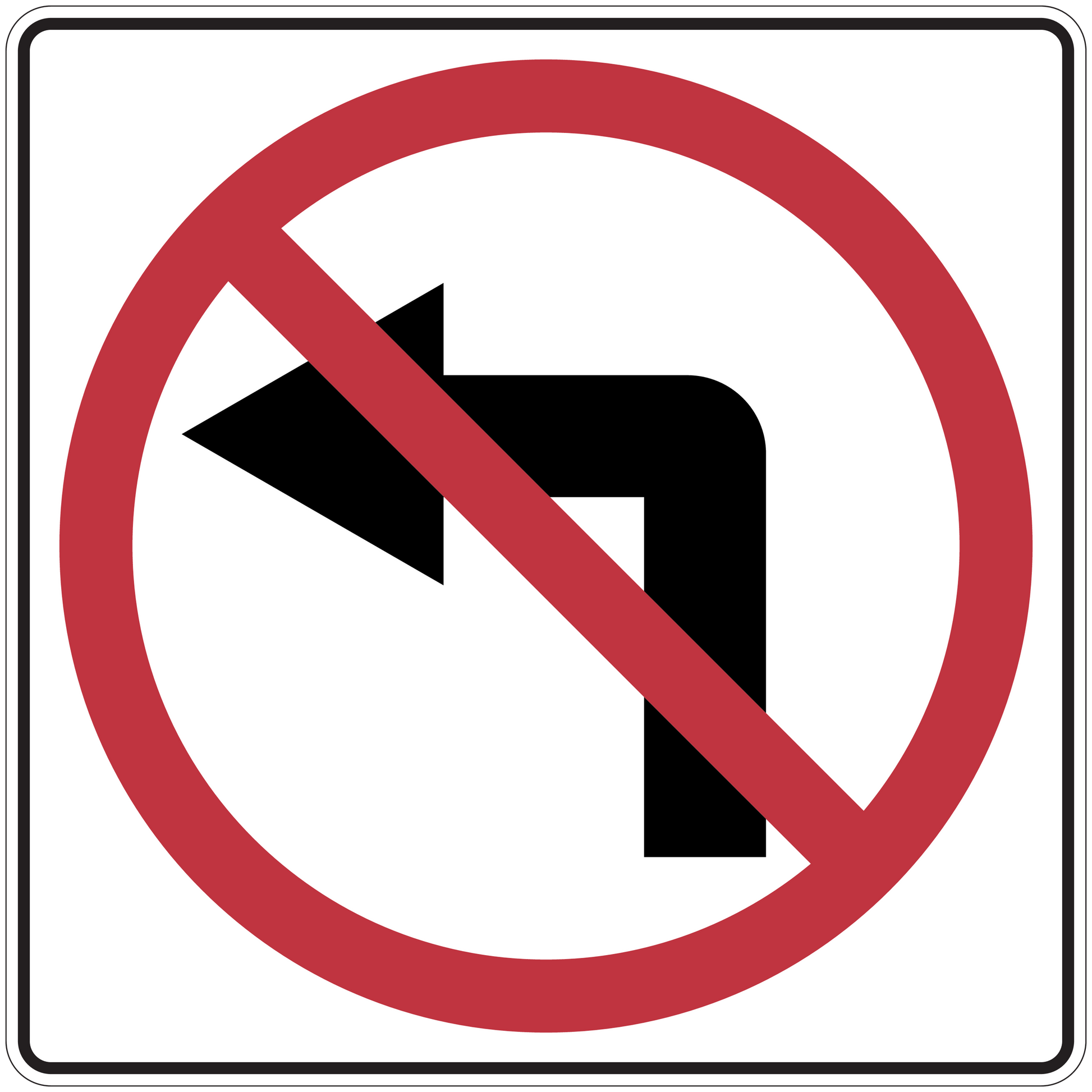 Prohibition road sign sticker with black left arrow and red no symbol