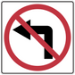 Prohibition road sign sticker with black left arrow and red no symbol
