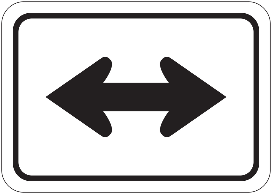 Road sign sticker with left-right double arrow symbol