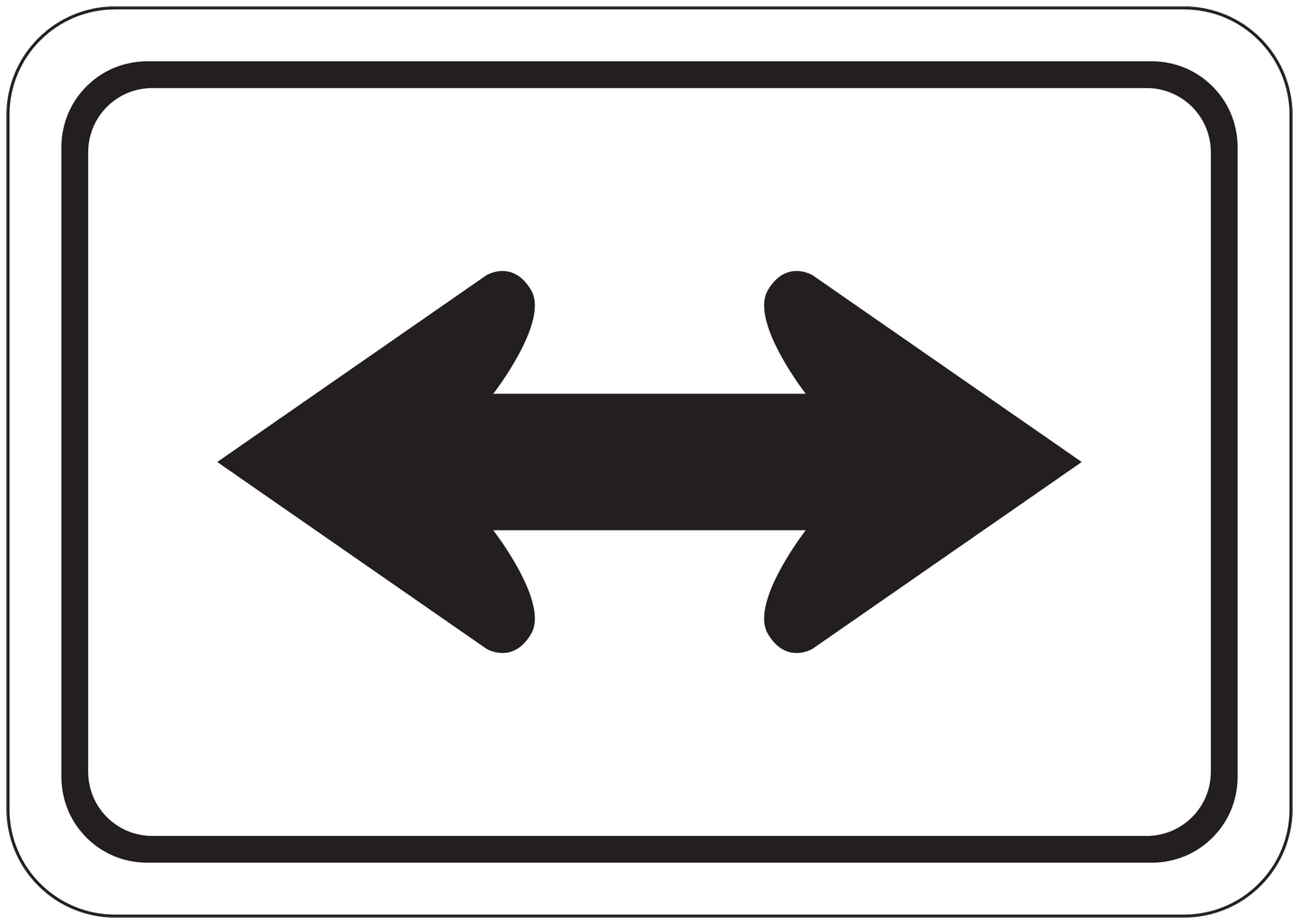 Road sign sticker with left-right double arrow symbol
