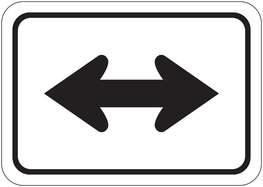Road sign sticker with left-right double arrow symbol