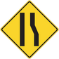 Road sign sticker with yellow diamond warning and two vertical black bars