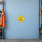 Road sign sticker, yellow diamond: RIGHT MUST EXIT AHEAD text